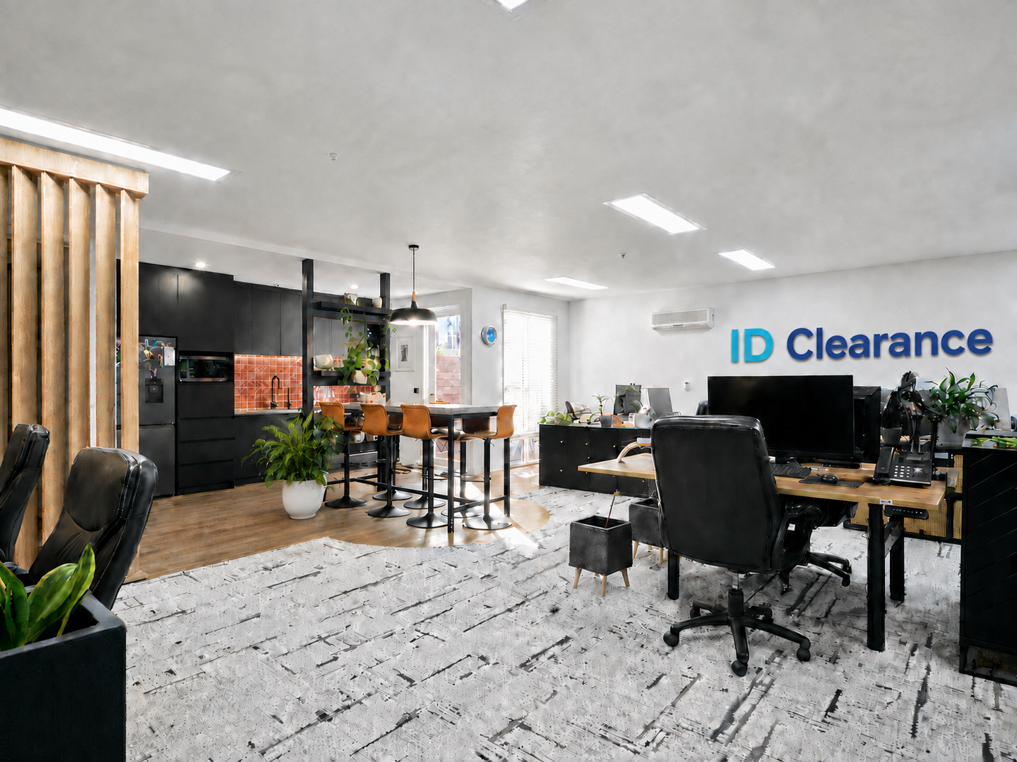 Office concept with ID Clearance wall signage