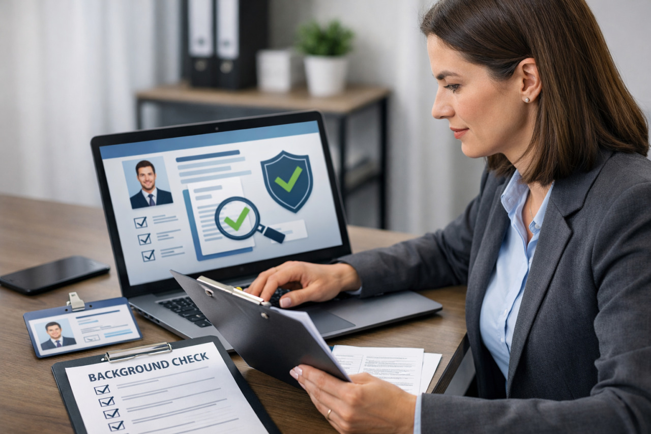 Hiring professional reviewing candidate verification records